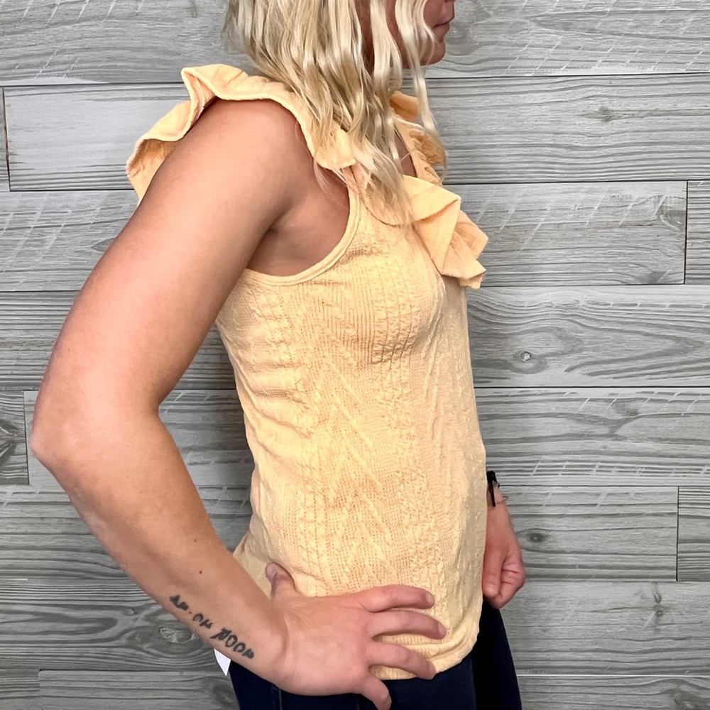 BiBi Ruffled Knit Tank Top - Cream - Picture 2 of 5